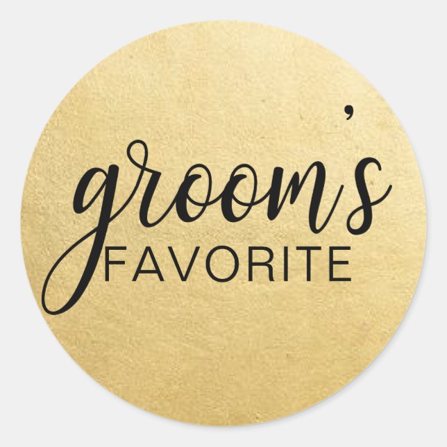 Elegant GROOM's FAVORITE Wedding Gift Favors Classic Round Sticker (Front)