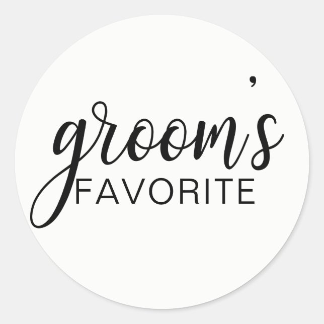 Elegant GROOM's FAVORITE Wedding Gift Favors Classic Round Sticker (Front)