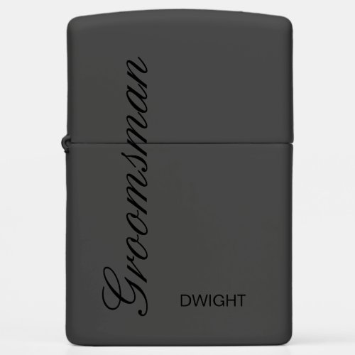 Elegant Groomsman Black Personalized Zippo Lighter