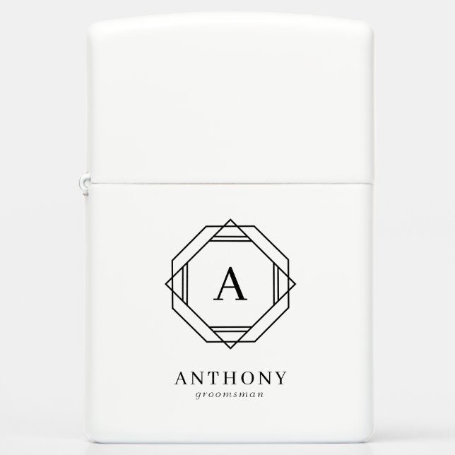 Elegant Groomsman Monogram Zippo Lighter (Front)