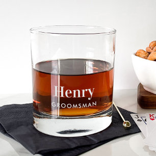 Elegant Groomsman Wedding Rocks Glass