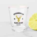 Elegant Groomsmen Gift Deer Head Vintage Monogram Shot Glass<br><div class="desc">Celebrate your special day with this exquisite Victorian-inspired Groomsmen Gifts, the perfect blend of classic elegance and contemporary flair. These meticulously designed merchandises are a customized and personalized gift that adds a touch of sophistication to weddings, bachelor parties, engagement parties, and beyond. Each product can be personalized with your groomsmen's...</div>