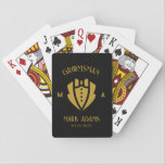 Elegant Groomsmen Gift Tuxedo Custom Monogram Playing Cards<br><div class="desc">Celebrate your special day with this exquisite modern era-inspired Playing Card Groomsmen Gifts, the perfect blend of classic elegance and contemporary flair. These meticulously designed playing cards are more than just a deck; they are a customized, personalized gift that adds a touch of sophistication to weddings, bachelor parties, engagement parties,...</div>