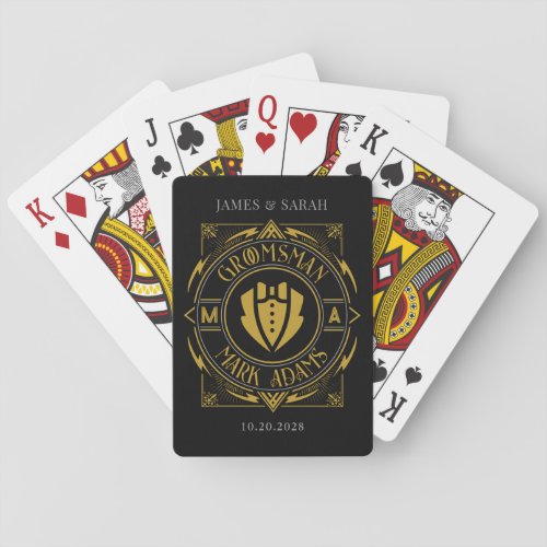 Elegant Groomsmen Gift Vintage Victorian Monogram Poker Cards
