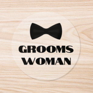 elegant groomswoman black bow tie wedding classic round sticker