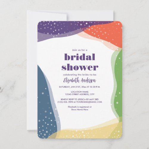 Elegant Groovy Abstract Bridal Shower Celebration Invitation