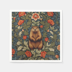Elegant Groundhog William Morris Inspired Napkins