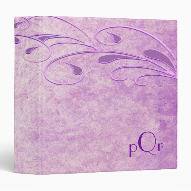 Elegant Grunge Floret Monogram Avery 3 Ring Binder (Front/Spine)