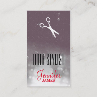 elegant grunge hairstylist hair stylist grey gray business card