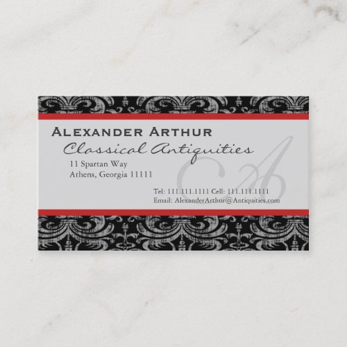 Elegant Grunge Interior Designer Antique Dealer Business Card
