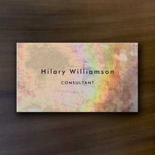 Elegant Grunge Kraft Beige Holograph Rainbow Cool Business Card