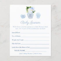 Elegant Guess Baby Birth Stats Shower Game Card