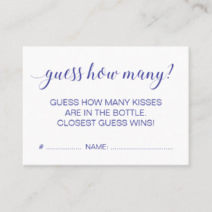 Elegant Guess How Many Blue Bridal Shower Game Business Card