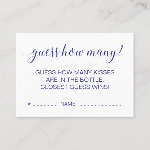 Elegant Guess How Many Blue Bridal Shower Game Business Card