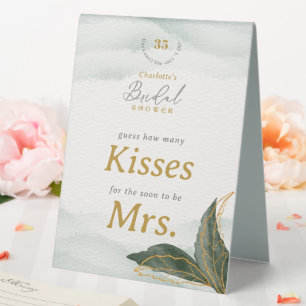 Elegant Guess How Many Kisses Bridal Shower Game Table Tent