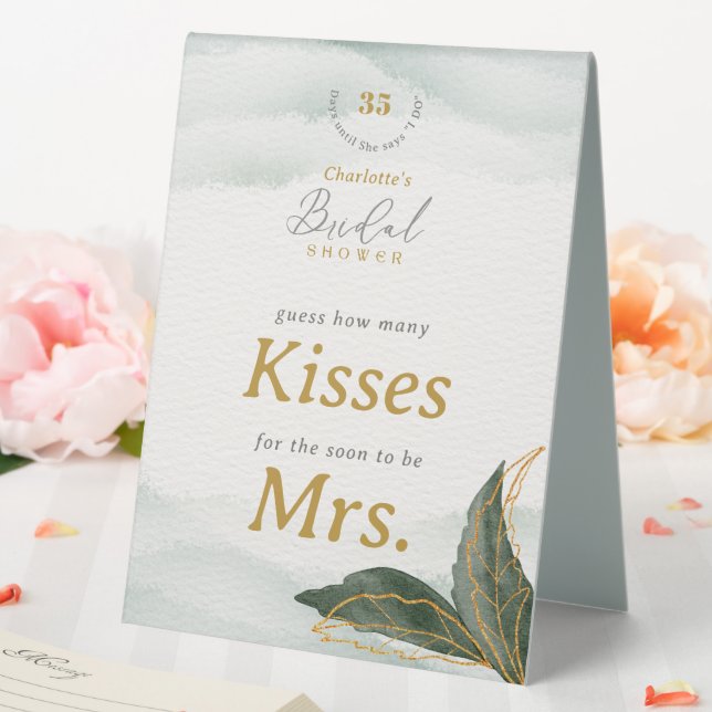 Elegant Guess How Many Kisses Bridal Shower Game Table Tent (In SItu (Wedding))