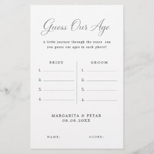 Elegant Guess Our Age Wedding Photo Game Design Flyer