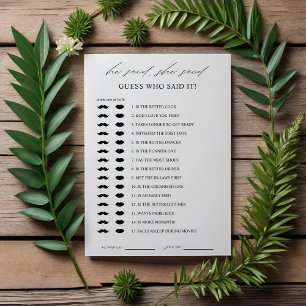 Elegant Guess Who Bridal Shower Game Card