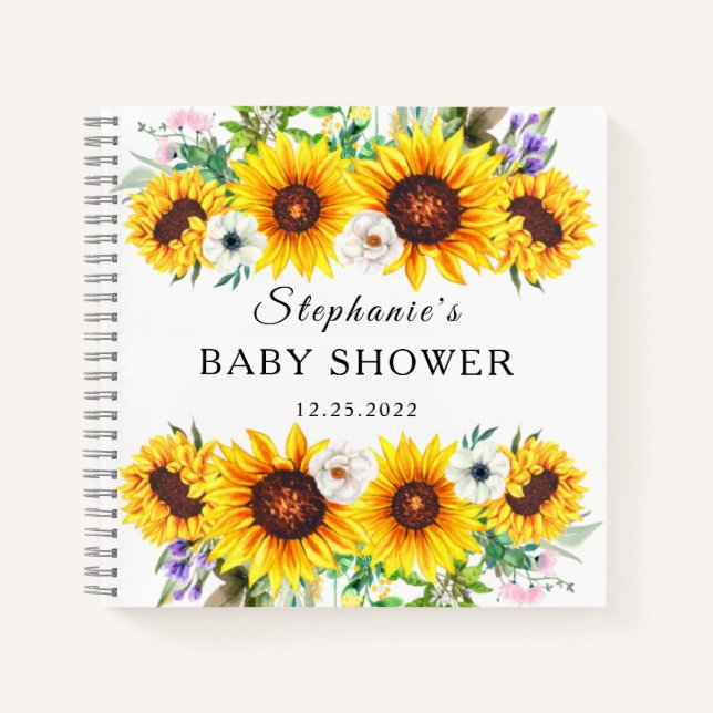  Elegant Guest Book Baby Shower Sunflower Flower (Front)