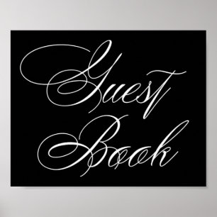 Elegant Guest Book White Calligraphy Chic Sign