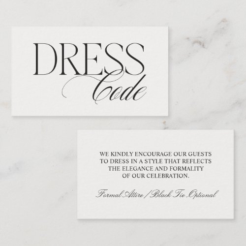 Elegant Guest Dress Code Wedding Enclosure Card