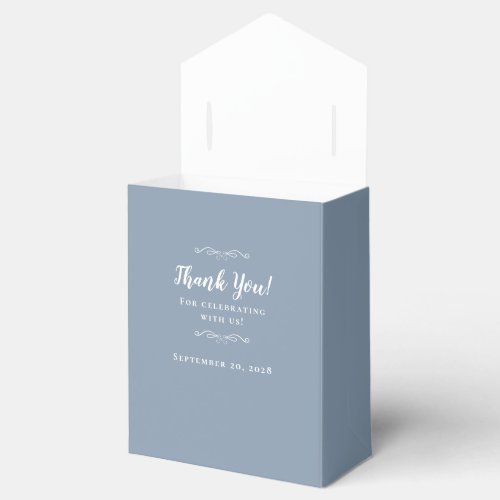 Elegant Guest Thank You Wedding Couple Dusty Blue  Favor Boxes