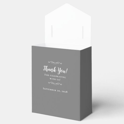 Elegant Guest Thank You Wedding Couple Gray White Favor Boxes