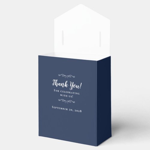 Elegant Guest Thank You Wedding Couple Navy Blue Favor Boxes