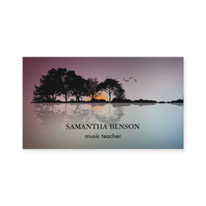 Elegant Guitar Lake Shadow Landscape Music Love  Business Card
