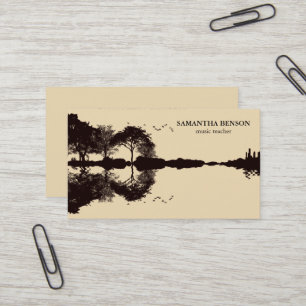 Elegant Guitar Lake Shadow Landscape Music Love Business Card