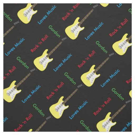 Elegant Guitar Print Fabric