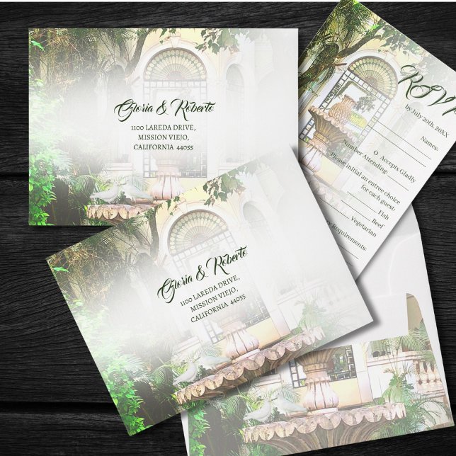 Elegant Hacienda White Doves Mexican Wedding RSVP Envelope (Creator Uploaded)