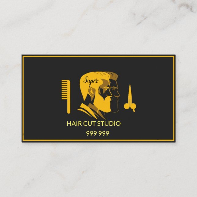 Elegant hair cut studio business card (Front)