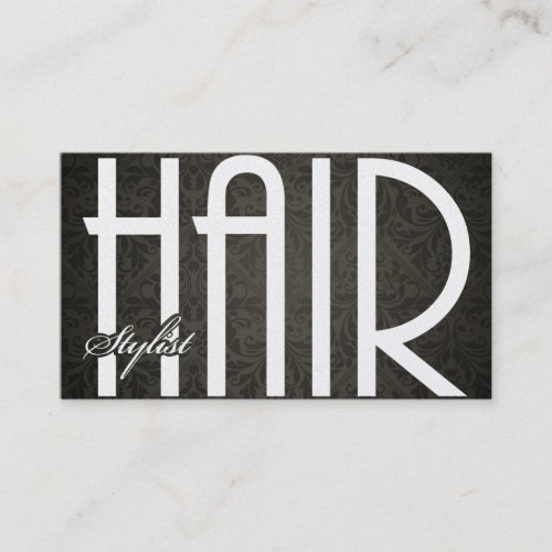 Elegant Hair Damask Stylist Business Cards