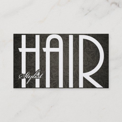 Customizable Elegant Hair Damask Stylist Business Cards
