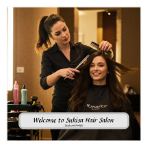 Elegant Hair Salon Custom Name Poster