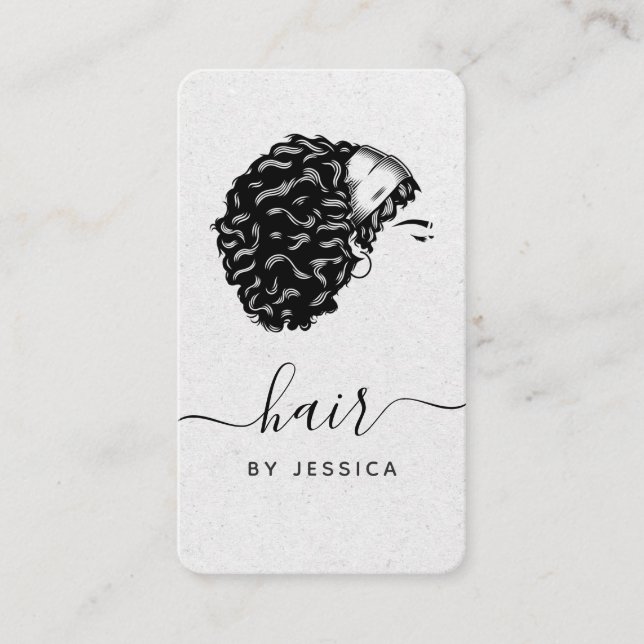 Elegant Hair Salon Gray Kraft Paper Afro Hair Girl Business Card (Front)