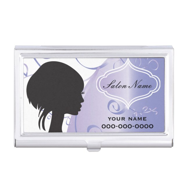 Elegant Hair Salon Stylist Business Card Holder (Front)