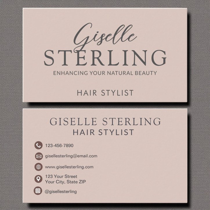 Elegant Hair Stylist Blush Pink Script Business Card