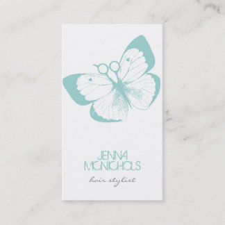elegant hair stylist butterfly blue simple pretty business card