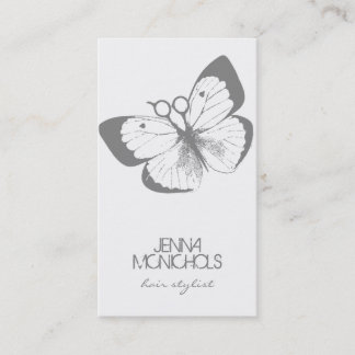 elegant hair stylist butterfly grey simple pretty business card
