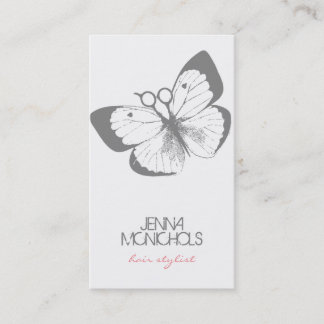 elegant hair stylist butterfly pink simple pretty business card