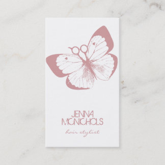 elegant hair stylist butterfly pink simple pretty business card