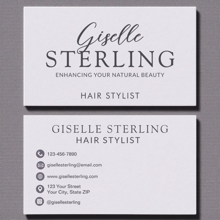 Elegant Hair Stylist Purple Lilac Script Business Card