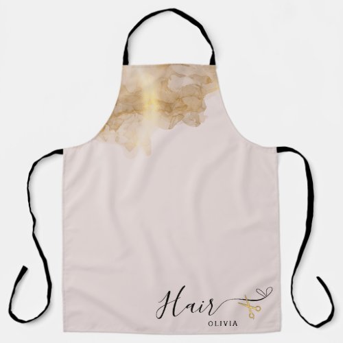 Elegant Hairdresser Gold Scissors Hairstylist Name Apron