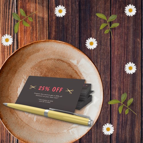 Elegant Hairstylist Gold Scissors Hair Salon Discount Card