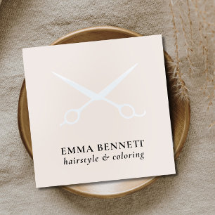 Elegant HairStylist Scissors Foil Silver SoftBlush Business Cards