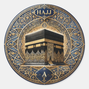 Elegant Hajj Mabrur Kaaba Illustration Round Stick Classic Round Sticker