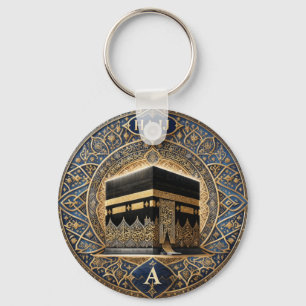 Elegant Hajj Mabrur Kaaba Illustration Round Stick Keychain