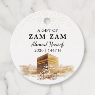 Elegant HAJJ MABRUR Zam Zam water Favor Tags